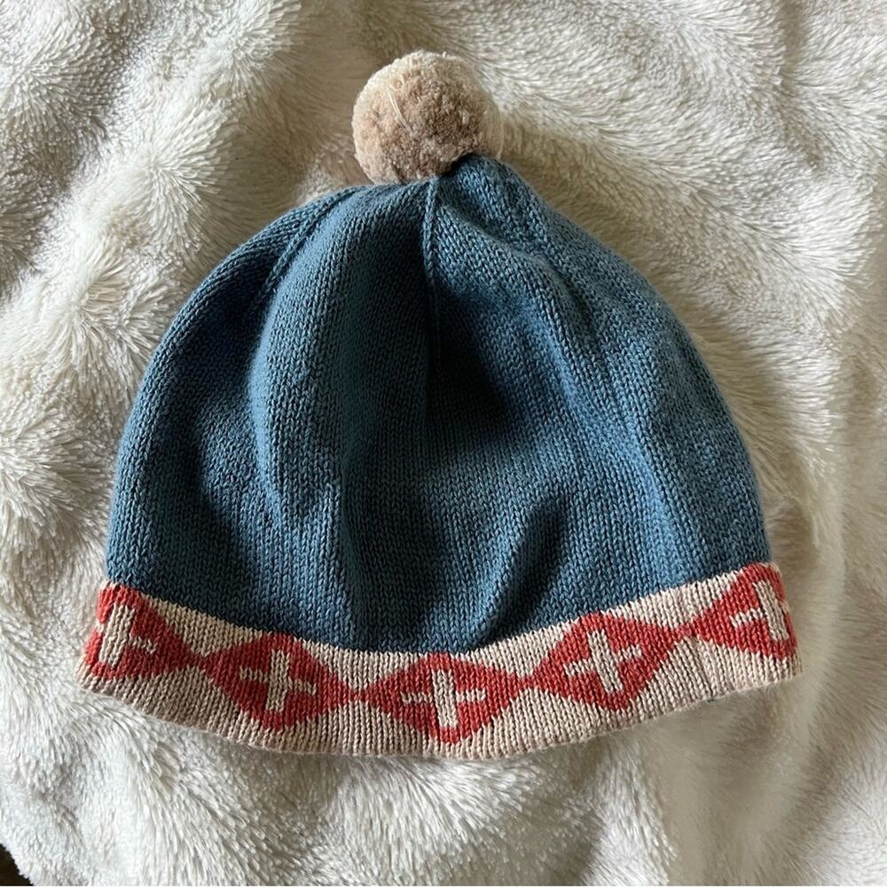 Pendleton PomPom Blue Knit Baby Hat
